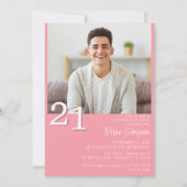 Foto Moderne Minimalistische Roze 21e Verjaardag Kaart (Voorkant)