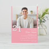 Foto Moderne Minimalistische Roze 21e Verjaardag Kaart (Staand voorkant)