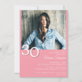 Foto Moderne Minimalistische Roze 30e Verjaardag Kaart (Voorkant)