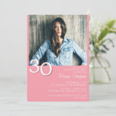 Foto Moderne Minimalistische Roze 30e Verjaardag Kaart (Staand voorkant)