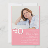 Foto Moderne Minimalistische Roze 40e Verjaardag Kaart (Voorkant)