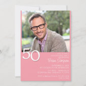 Foto Moderne Minimalistische Roze 50ste Verjaardag Kaart (Voorkant)