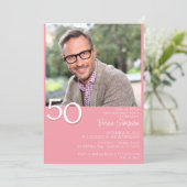 Foto Moderne Minimalistische Roze 50ste Verjaardag Kaart (Staand voorkant)