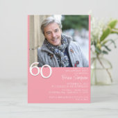 Foto Moderne Minimalistische Roze 60ste Verjaardag Kaart (Staand voorkant)
