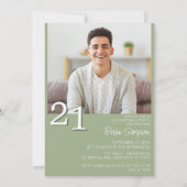 Foto Moderne minimalistische Sage Green 21e verjaa Kaart (Voorkant)