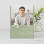 Foto Moderne minimalistische Sage Green 21e verjaa Kaart (Staand voorkant)