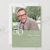 Foto Moderne minimalistische Sage Green 50e verjaa Kaart (Voorkant)