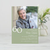 Foto Moderne minimalistische Sage Green 60e verjaa Kaart (Staand voorkant)