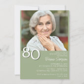 Foto Moderne minimalistische Sage Green 80e verjaa Kaart (Voorkant)