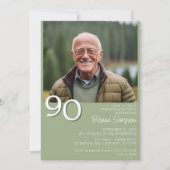 Foto Moderne minimalistische Sage Green 90e verjaa Kaart (Voorkant)