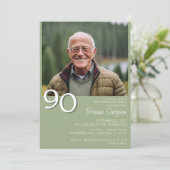 Foto Moderne minimalistische Sage Green 90e verjaa Kaart (Staand voorkant)