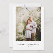 Foto Moderne Minimalistische Scriptie Bruiloft Kaart (Achterkant)