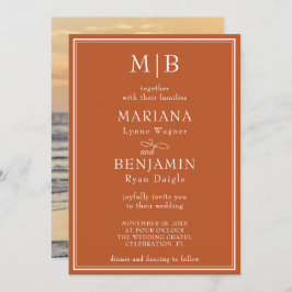 Foto Moderne Minimalistische Terracotta Huwelijk Kaart