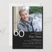 Foto Moderne Minimalistische Zwart Wit 60e Verjaar Kaart (Voorkant)