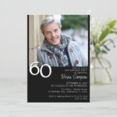 Foto Moderne Minimalistische Zwart Wit 60e Verjaar Kaart (Staand voorkant)