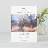 Foto Moderne Monogram Save the Date Uitnodiging (Staand voorkant)