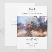Foto Moderne Monogram Save the Date Uitnodiging (Voorkant / Achterkant)