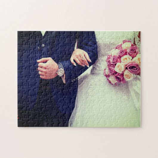 Foto Moderne Pas getrouwd Chic Wedding Couple Legpuzzel (Horizontaal)