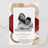 Foto Moderne Roos Gold Foil Save the Date Folie Uitnodiging (Voorkant)