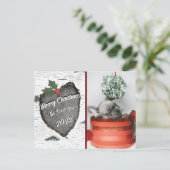 Foto Moderne Rustic Wood Heart Feestdagenkaart (Staand voorkant)