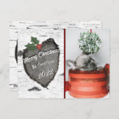 Foto Moderne Rustic Wood Heart Feestdagenkaart (Voorkant / Achterkant)