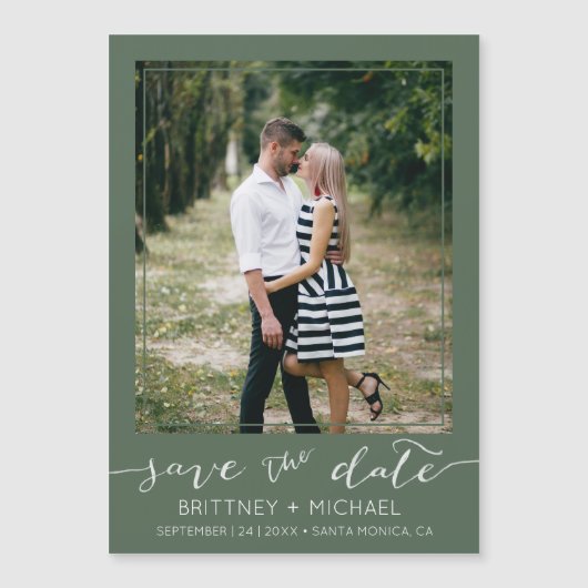 Foto Moderne Save The Date Donkergroen (Voorkant)