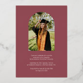 Foto Moderne Script Roos Roze Afstuderen Folie Uitnodiging (Achterkant)