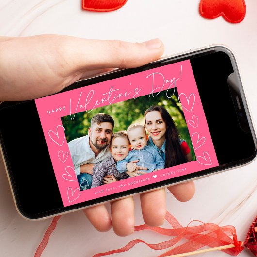 Foto Moderne Script Roze Valentijnsdag Feestdagenkaart