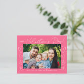 Foto Moderne Script Roze Valentijnsdag Feestdagenkaart (Staand voorkant)