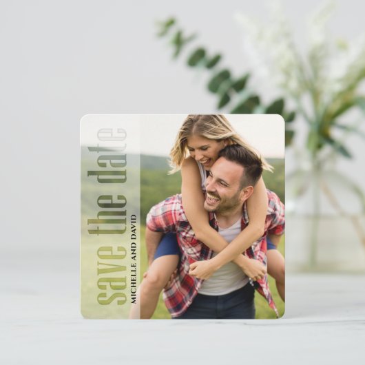 Foto Moderne Typografie QR Code Save the Date (Staand voorkant)