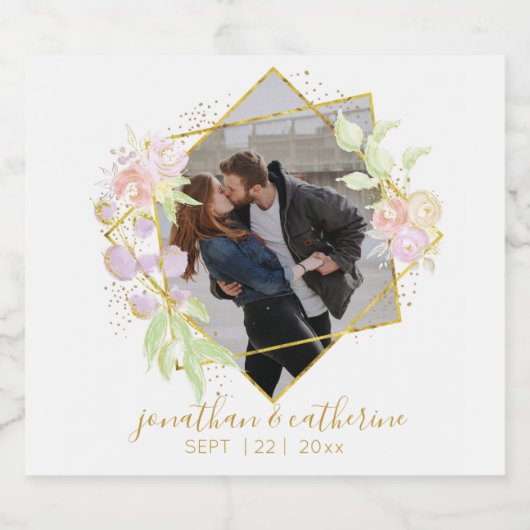 Foto Moderne Waterverf Sparkling Wijnetiket (Enkel label)