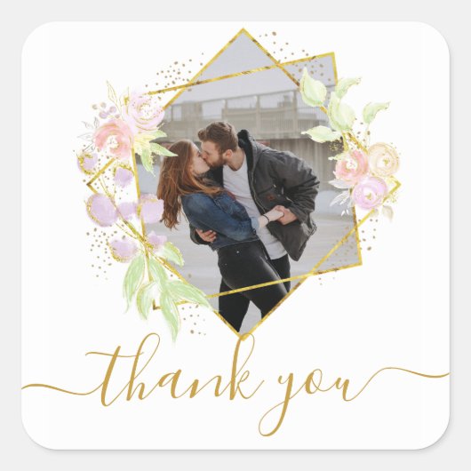 Foto Moderne Waterverf Vierkante Sticker (Voorkant)