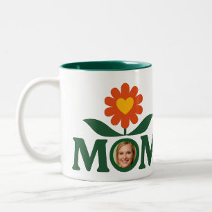 Foto moeder bloem hart tweekleurige koffiemok