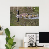 Foto Moeder Goose en Baby Geese Poster (Thuiskantoor)