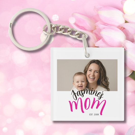 Foto Moeder Opgericht Kindernaam Aangepast Jaar Ma Sleutelhanger