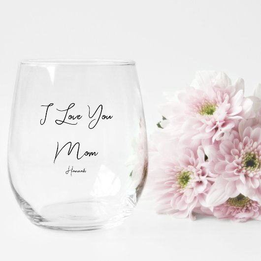 Foto Moederdag geschenk naam op stijlvolle aandenk Wijnglas Zonder Voet