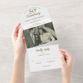Foto-monogram 50e trouwjubileum all in one uitnodiging (Afscheurbaar)