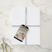 Foto Monogram Black Damask Floral Pattern Cadeaulabel (Met Touw)