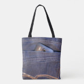 Foto: Monogram blauw-deminjeans Tote Bag (Achterkant)