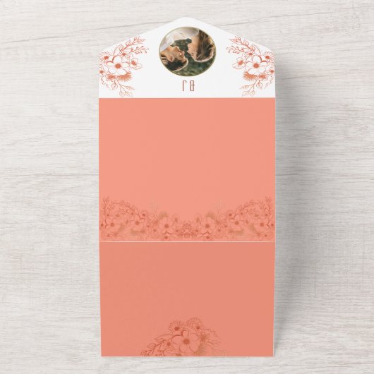 foto Monogram bruiloft All In One Uitnodiging (Buitenkant)