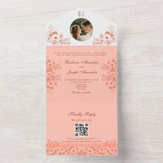 foto Monogram bruiloft All In One Uitnodiging (Binnen)