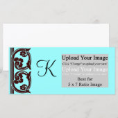 Foto Monogram Chocolade Blauwgroen Rack Kaart Temp (Voorkant / Achterkant)