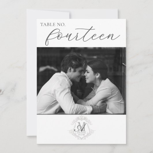 Foto  Monogram Crest Trouwtafel Nummer Kaart (Voorkant)