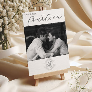 Foto  Monogram Crest Trouwtafel Nummer Kaart