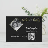 Foto Monogram Edgy Black Fab DIGITALE RSVP-KAART Kaart (Staand voorkant)