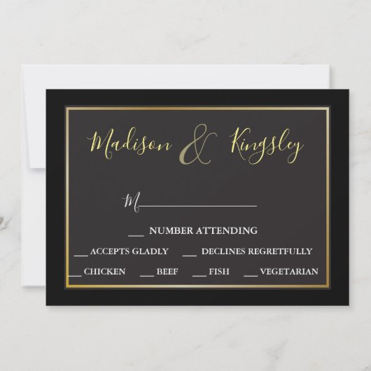 Foto Monogram Edgy Black Fab DIGITALE RSVP-KAART Kaart (Achterkant)