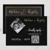 Foto Monogram Edgy Black Fab DIGITALE RSVP-KAART Kaart (Voorkant / Achterkant)