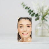 Foto Monogram Eenvoudig Elegant Visitekaartje (Staand voorkant)