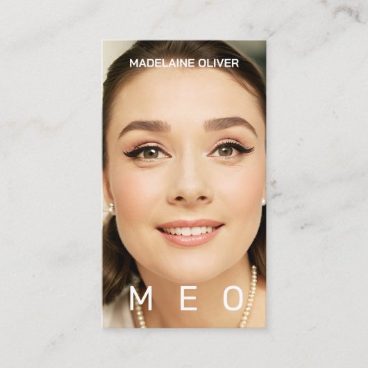 Foto Monogram Eenvoudig Elegant Visitekaartje (Voorkant)