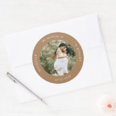 foto monogram elegant bruiloft klassieke ronde sti ronde sticker (Envelop)